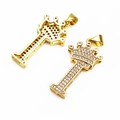 Gold plated crown letter I pendant featuring micro-pave cubic zirconia in hip hop style - Letter I