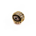 Gold-plated 14K evil eye bead charm with white micro-pave crystals for DIY jewelry making - 14K Gold / Black