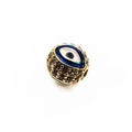 14K gold plated evil eye bead charm with blue enamel and pavé cubic zirconia for DIY bracelets - 14K Gold / Dark Blue