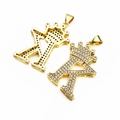 Gold plated letter K crown pendant with micro-paved zircons in hip-hop style - Letter K