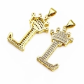 Iced out gold crown letter L pendant with micro-paved cubic zirconia and hollow back - Letter L