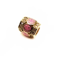 14K gold plated bead with pink enamel smiley face and sparkling zircon stones - Pink Smiley Face