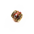 Macro shot of 14K gold plated evil eye charm with red enamel and micro pave zircon stones - Red Eye
