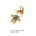 Gold-plated cute boy charm with colorful zircon inlay for DIY jewelry crafting - Boy with Hat Pendant Only (Without Chain) (6)