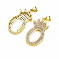 Gold-plated crown pendant featuring micro-paved zircons and intricate honeycomb back - Letter O