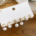 Elegant gold-plated pearl and enamel earring set with rhinestones and minimalist design - Pearl Teardrop/Gold (27# Silver Earring Post)
