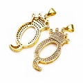 Gold plated crown letter Q pendant with micro-paved cubic zirconia and honeycomb back - Letter Q