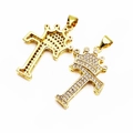 Elegant gold-plated micro-pave CZ crown letter T pendant for necklace jewelry - Letter T
