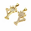 Gold plated crown letter Y pendant featuring micro-paved sparkling cubic zirconia stones - Letter Y
