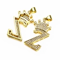 Golden crown number 7 pendant with micro-pave cubic zirconia showing front and back - Letter Z