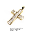14K gold plated copper cross pendant with cubic zirconia inlay on white background - Small