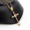 Exquisite goldene Kreuzhalskette mit mikroverzierten Zirkonia-Kristallen für Damen - Gemischter Marquise und Ovaler Stein Gold Kreuz Stil (3) / Stil 3