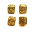 Gold plated zodiac beads set with embossed rabbit pig sheep signs and Fu character - Sheep Rabbit Pig Zodiac Style (1)