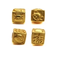 Macro shot of gold-plated zodiac beads featuring matte finish and lucky福 character - Elk Mouse Zodiac Style (4)