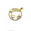 Detailed view of a gold circular heart pendant with micro-pave cubic zirconia accents - Multiple Heart Intertwined Style (2)