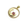 Detailed close-up of a gold-plated celestial pendant with star, moon, and zircon stones - Purple Star Moon Starry Sky Style (3)