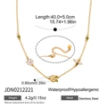 Hypoallergenic gold stainless steel necklace with delicate flower and bee charms detail - Sweet Floral Bee (JDN0212221)