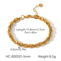 Dimensions détaillées du bracelet en acier inoxydable doré à grosse maille torsadée. - Bracelet (HC-B20521) / 5mm