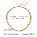 Vue détaillée du collier torsadé en acier inoxydable doré 18 carats avec dimensions - Collier (HC-N40823) / 4mm