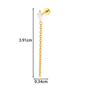 Gold G23 titanium push-pin piercing with kite stone and elegant long tassel chain - White Rhombus Style (T2578-1) / Gold