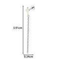 G23 titanium labret piercing stud with rhombus white opal and long tassel chain link - White Rhombus Style (T2578-1) / Silver