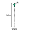 Titanium kite green zircon chain tassel labret piercing jewelry measurement 3.87cm - Emerald Green Rhombus Style (T2578-2) / Silver
