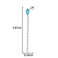 Titanium tassel chain piercing stud with blue rhombus zircon, 3.87cm total length - Blue Rhombus Style (T2578-4) / Silver