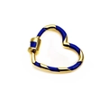 Detail von blau-goldenem Emaille-Herz-Schraubverschluss mit Spiraltextur für Schmuck - Dunkelblau