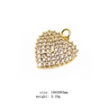 Pendentif cœur doré avec zircons blancs pavés, taille 18x20x3mm et poids de 3,19g - Style Cœur Pavé (1#)