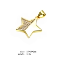 Goldener Sternanhänger mit Zirkonia und weißem Inlay für Halsketten 17x19mm - Patchwork Fünfzackiger Stern Stil (5#)