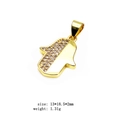 Hamsa Hand Anhänger mit Zirkonia Mikropavé in 18K Vergoldung 13x18,5mm Größe - Hand der Fatima Stil (6#)