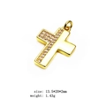 Goldenes Kreuz-Anhänger mit Zirkonia-Mikropavé, Maße 13,5x20x2mm für Schmuckherstellung - Seitlicher Zirkonia-Kreuz Stil (7#)