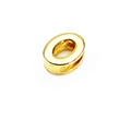 Macro shot of 14K gold plated oval spacer bead with high gloss finish for DIY jewelry - Number 0 Style