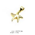 Goldener Seestern Anhänger mit weißen Zirkonia Steinen in 14x17mm und 1g Gewicht - Zirkonia-Seestern Stil (8#)