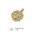 Goldener runder Smiley-Anhänger mit Zirkonia-Pflasterung, 13x15,5 mm Schmuckstück - Standard Lächeln (8#)