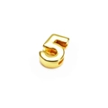 Detailed close-up of 14K gold plated number 5 charm bead for DIY jewelry making - Number 5 Style