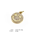 Goldener runder Smiley-Anhänger mit Zirkonia-Besatz für Schmuckherstellung - Mini Sternenauge Lächeln (10#)