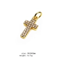 Goldenes Kreuz-Schmuckanhänger mit weißen Zirkoniasteinen, Größe 8x16mm für Halsketten - Pavé Kreuz Stil (12#)