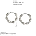 15mm bamboo design stainless steel hoop earrings for women, silver tone finish - Mesh Bamboo Style (SE985S) / 15mm / Silver