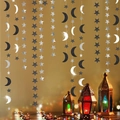 Ghirlanda di stelle e lune con paillettes argento e nere per decorazioni del Ramadan - Ghirlande di stelle e luna argento e nero da 4m