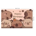 Detailed size chart for Capybara birthday backdrop showing 180cm by 110cm dimensions - Capybara Style