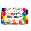 Detailed view of happy birthday backdrop showing 180x110cm size and party elements - Birthday Balloon Style