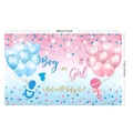 Gender reveal party backdrop with Boy or Girl text in pink and blue, 180x110cm size - Gender Reveal Style