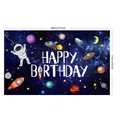 Detail of outer space birthday banner featuring astronaut and rockets in 180x110cm size - Astronaut Style