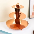 Elegant 3-tier rose gold cardboard cupcake stand for birthday and wedding party decor - Rose Gold Scalloped Edge
