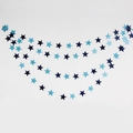 Ghirlanda di carta a stelle blu scuro, cielo e azzurro per decorazioni di feste - Blu