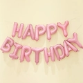 Pink 16 inch HAPPY BIRTHDAY foil balloon banner set with metallic luster finish - Pink