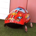 Red walking race car balloon with 88 numbering and realistic wheels for party decor - Car
