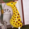 Standing giraffe foil balloon in yellow with brown spots for kids party decorations - Giraffe
