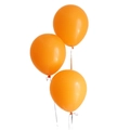Three matte orange 10-inch latex balloons with silver ribbons for birthday party decor - Orange